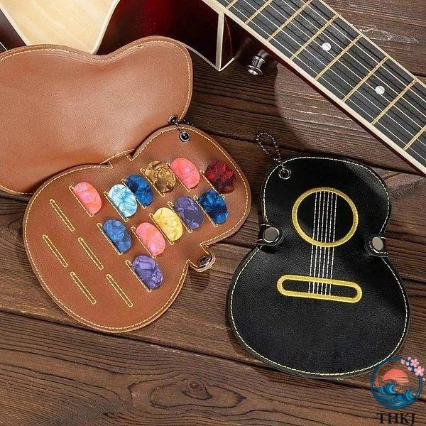 ギターピックホルダー ギターピック収納袋 ポータブル ピック収納ポーチ  ボックス ギタープレーヤー...