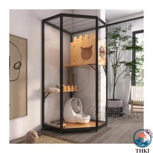 キャットハウス 高級猫ヴィラ猫 ケージ THKJ ホーム大スペース無料ガラス猫ハウス猫部屋パノラマディスプレイキャビネット里親ペット キャ ペット用品