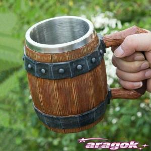 ビール ジョッキ グラス 樽 木樽型 ステンレ...の詳細画像3