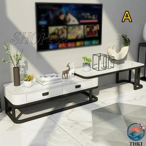 引き出しと金属フレームを備えたモダンな拡張可能なテレビスタンドテレビコンソール THKJ 調整可能な伸縮式メディアゲームエンターテインメントセンターのため