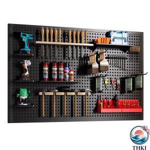 業務用 有孔ボード 冷間圧延鋼 厚み2cm 壁掛けペグボード 高耐荷重 パンチングボード フック付き 工具収納 ツールラック 配線の整理 DIY 飾りつけ ガレージ 工場