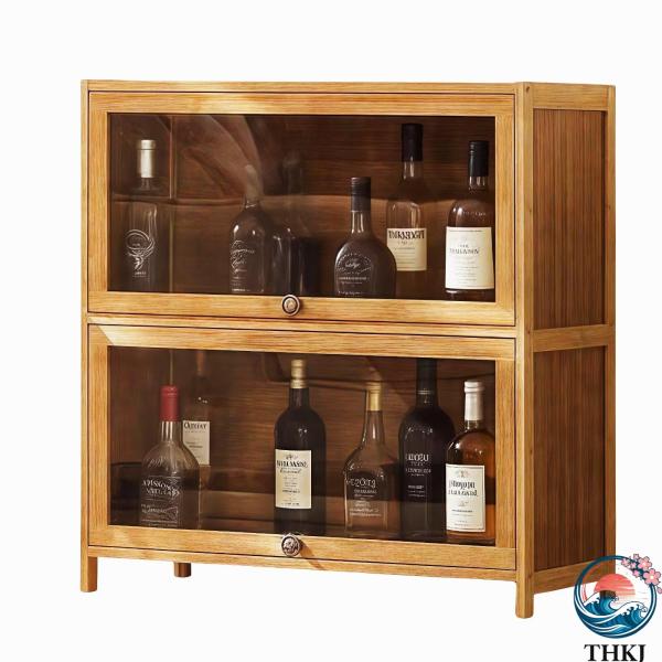 ウイスキー棚 小型 2段 酒棚 ワインバーキャビネット 透明アクリル ワインラック 酒類貯蔵ロッカー...