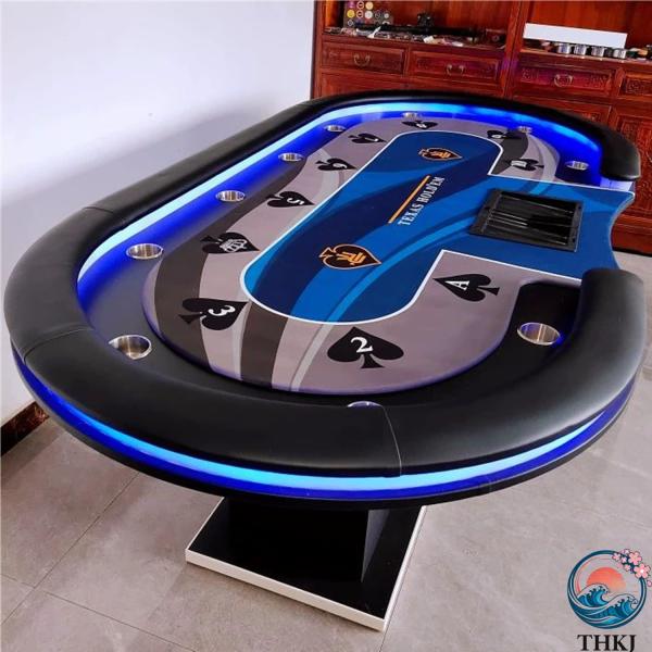ポーカーテーブル トップ カップホルダー付き カジノ テキサスホールデム 10人 ホールデムサイコロ...