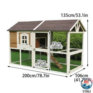 大型ウサギ小屋 防水 屋根と引き出しトレイ付き...の詳細画像1