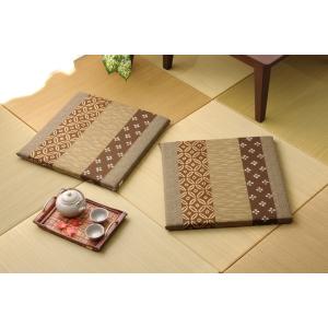 座布団 綿100% 国産 和柄 『モダン 絣座布団』 【ブラウン】 約55×55 2枚組 31043...