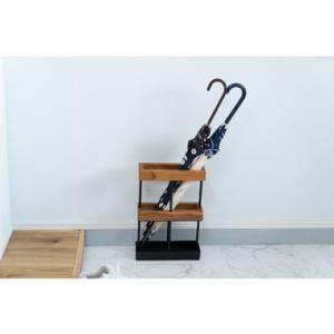 東谷 GUY-825BR 傘立て スリム おしゃれ スチール 天然木 木製 ブラック ブラウン 長方...