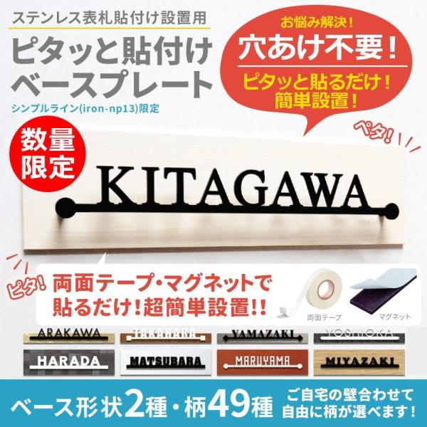 穴を開けずに貼るだけ簡単設置  (オプション品)(シンプルライン用) ベースプレートのみ (表札本体...