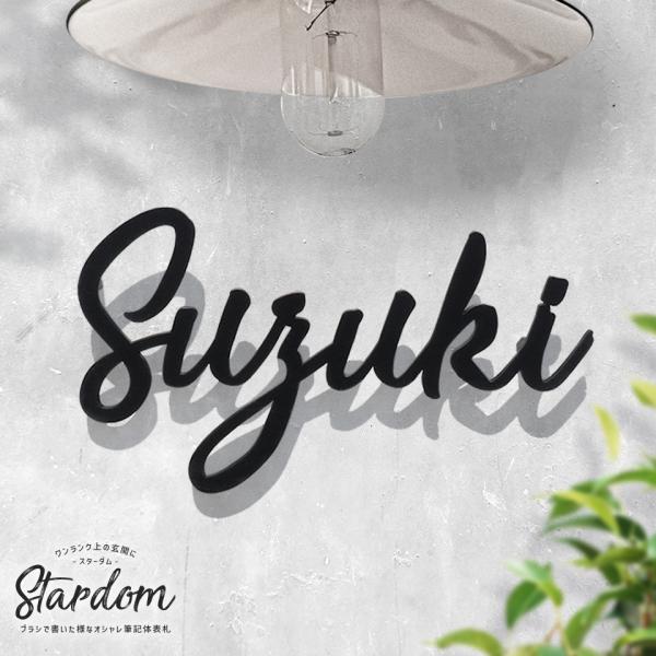 表札 ステンレス おしゃれ 戸建て アイアン ローマ字 筆記体 切り文字 ゴールド 黒 ブラック 二...