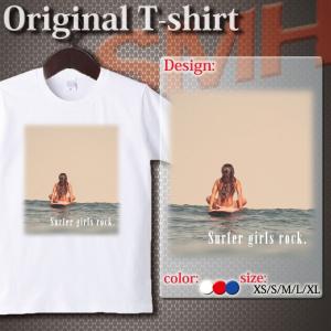 Tシャツ カットソー UNISEX Surfer girls rock. サーファー ガールズ ロック Uネック クルーネック プリントTシャツ｜fabian