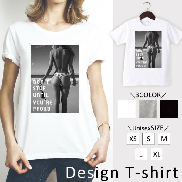 Tシャツ カットソー UNISEX セクシー sexy フォト モノクロ 水着 外人 ビーチ 夏 g...