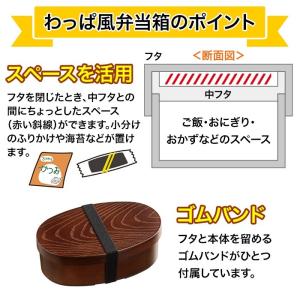曲げわっぱ風 弁当箱 小判型 500ml わっ...の詳細画像4