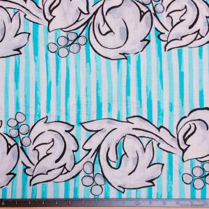 10cm単位 生地 水色 草模様 デザイン ハ...の詳細画像1