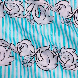 10cm単位 生地 水色 草模様 デザイン ハ...の詳細画像2