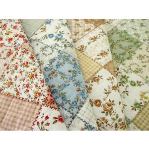 生地 50cm単位 キルティング 花柄パッチワーク風 562-243-2 実店舗取寄せ品 布 綿 キ...