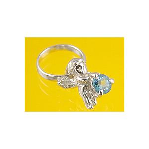 エンジェルベビーリング K14ホワイトゴールド ブルートパーズ