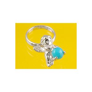 エンジェルベビーリング K14ホワイトゴールド ターコイズ