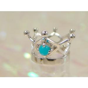 刻印できるクラウンべビーリングプラチナ ターコイズ