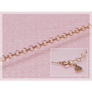 ハーフラウンドネックレス：ハートプレート 長さ45cm：幅1.0mm ピンクゴールドK10