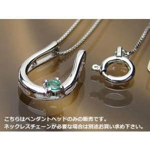誕生石ペンダント バテイ 馬蹄 ヘッド プラチナ エメラルド