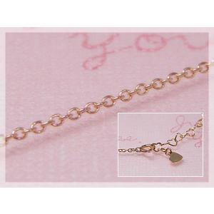 丸アズキネックレス：ハートプレート 長さ45cm：幅1.1mm ピンクゴールドK10