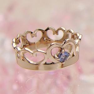 刻印できるちょっと大きめサイズのクイーンベビーリング K18PG ピンクゴールド タンザナイト 12...