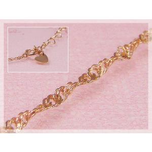 スクリューネックレス：ハートプレート 長さ45cm：幅1.1mm ピンクゴールドK10