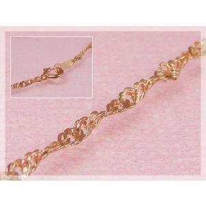 スクリューネックレス 長さ40cm：幅0.9mm ピンクゴールドK10