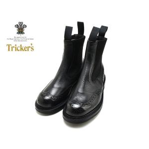 トリッカーズ レディース ウィングチップ サイドゴアブーツ ブーツ TRICKER&apos;S BLACK ...