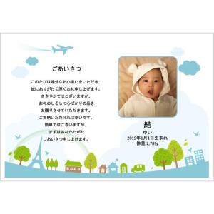 メッセージカード(ブルー)20枚セット(テキスト+写真) 出産内祝(カードよこ)｜facla