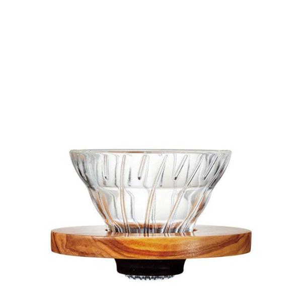 ハリオ V60 耐熱ガラス透過ドリッパーオリーブウッド 1杯〜2杯用 VDGR-01-OV