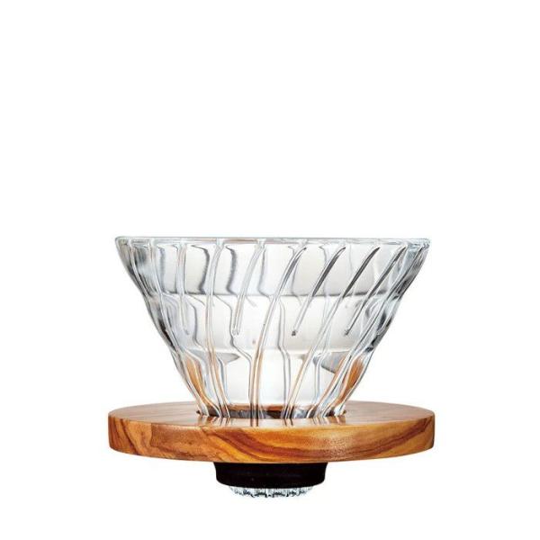 ハリオ V60 耐熱ガラス透過ドリッパーオリーブウッド 1杯〜4杯用 VDGR-02-OV