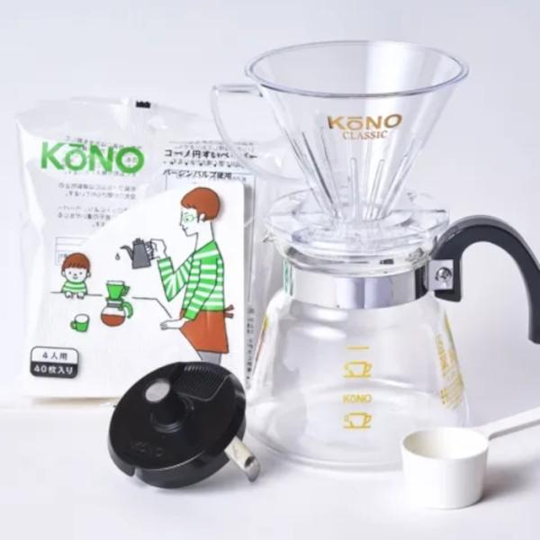 コーノ 名門4人用ドリッパーセット クリア（フタ付） MD-40