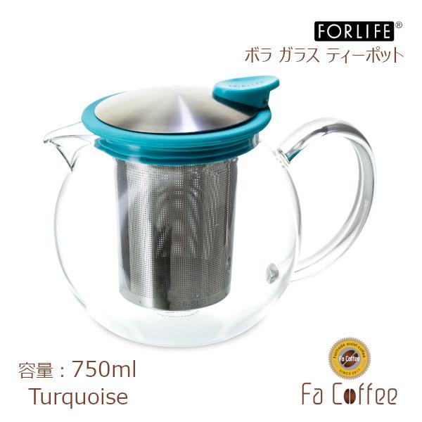 FORLIFE ボラ ガラスティーポット 750ml ターコイズ 818-Trq