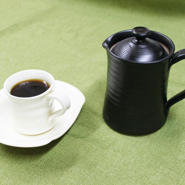 紫香陶房 信楽焼 マイ・カフェポット コーヒー碗皿（白）セット