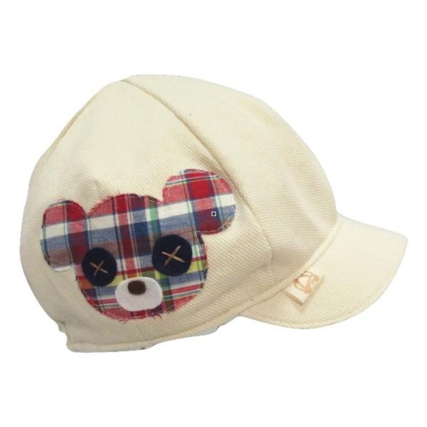 キャスケット　オーガニックコットン鹿の子 +カラフルくま　