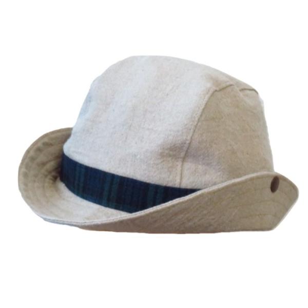 テンガロンハット　リネンとブラックウォッチベルト