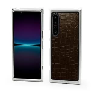 FACTRON Xperia 1 IV用 ジュラルミン削り出しジャケット SIMPLEX for Xperia 1 IV 【SO-51CSOG061 IV】 シャイニーシルバー×ダークブラウンクロコの商品画像