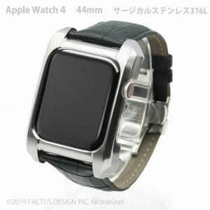 アップルウォッチ 4&5&6用　44mmケース　Rect for AppleWatch4 サージカルステンレス316L  44mm ブラッククロコ FA-M-741｜FACTRON ONLINE SHOP ヤフー店