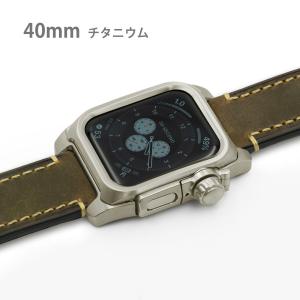 AppleWatch4,5,6用 40mmケース 心電図App対応 FACTRON Next for AppleWatch6 チタニウム ブラウンレザーバンド FA-W-067｜factron