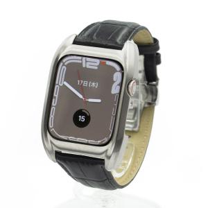 Apple Watch 7&amp;8 45mm、41mm用 高級アップルウォッチケース サージカルステンレス316L 削り出し  FACTRON Fair for AppleWatch7 ブラッククロコ
