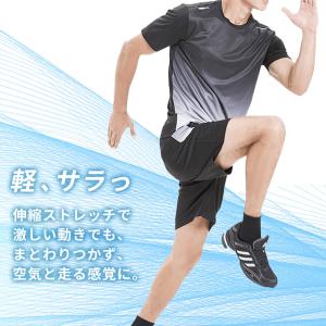 メンズ 半袖 スポーツウェアセット トレーニン...の詳細画像4