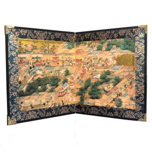屏風 祇園祭 山 鉾 巡行 送料無料 二曲 ミニチュア 和柄【FS-3516】和風 和小物 雑貨 海外 出張 土産 贈り物 お中元 お礼 贈答品 豪華 高級 京都 福井朝日堂