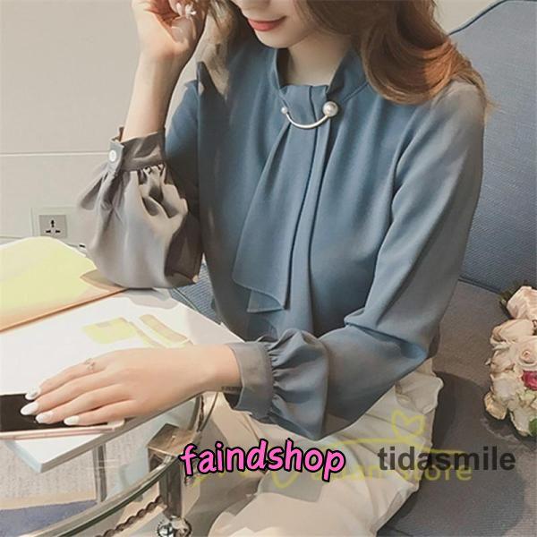 長袖ブラウス レディース 秋物 シャツレディース ブラウスシャツ オフィス シフォンブラウス 30代...