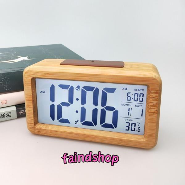目覚まし時計 おしゃれ デジタル時計 led コンパクト 置き時計 デジタル 北欧 置時計 木目 コ...