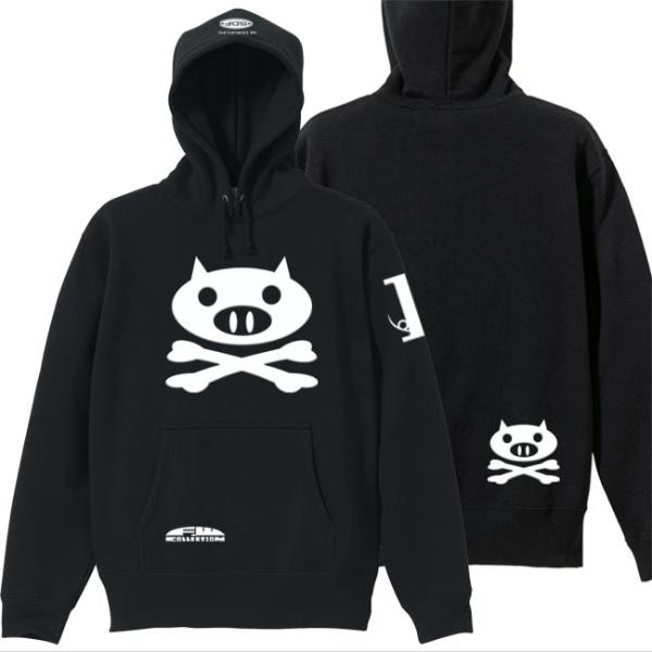 ぶたドクロ XXL ブラック ホワイトプリント