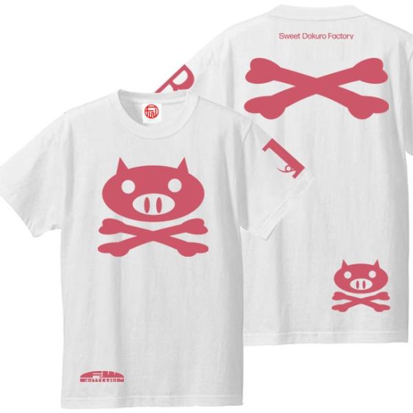 ドクロ Tおもしろ ブタ シャツ 半袖 ぶたドクロ S M L XL ホワイト ピンクプリント