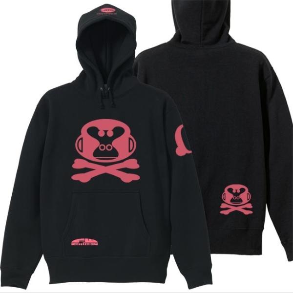 ドクロ おもしろ ゴリラ パーカー プルオーバー ごりドクロ S M L XL ブラック ピンクプリ...