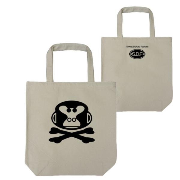 ドクロ おもしろ ゴリラ トートバッグ ごりドクロ ナチュラル ブラックプリント