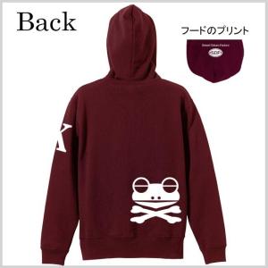 ドクロ おもしろ カエル パーカー ジップアッ...の詳細画像2