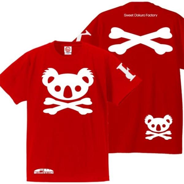 ドクロ おもしろ コアラ Tシャツ 半袖 こあドクロ 4L XXXL レッド